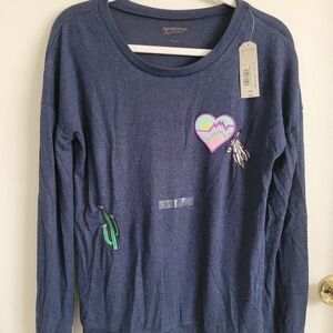 Arizona Jean Company Women's Navy Sweater with Fun Patches